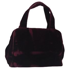 PRADA Bolso de Mano Terciopelo Burdeos Plata Auth BA4254 Plata Burdeos