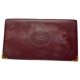 Porta tarjetas de cuero Cartier vintage burdeos Burdeos
