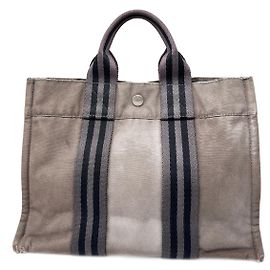 Hermès Mini tote de algodão vintage Hermes cinza Cinza