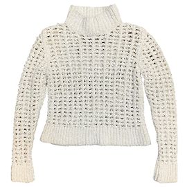 Christian Dior Creme / Weiße Offene Strickjacke Roh
