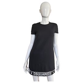 Dsquared2 Black Wool Mini Dress Black