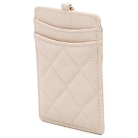 Chanel-Chanel Brown Quilted Caviar ID Card Holder-Brown,Beige