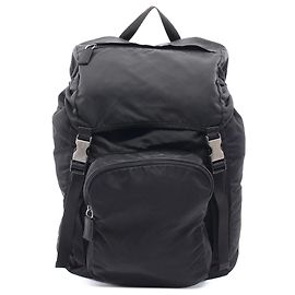 Prada Black Tessuto Montagna Double Buckle Backpack Black