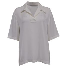 Polo Oversized Theory in Seta Bianca Bianco Crudo