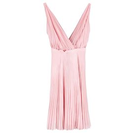 Knielanges plissiertes Kleid aus rosa Polyester von Prada Andere