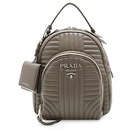 Prada Diagramme Leather Backpack Grey