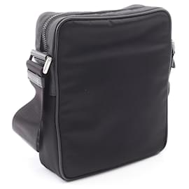 Prada-Prada TESSUTO+SAFFIANO Nylon Saffiano Leather Shoulder Bag-Black