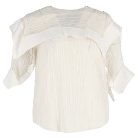 Blouse Rayée Superposée Chloé en Soie Blanche Blanc Écru