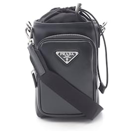 Prada-Prada Re-Nylon Leather Smartphone Shoulder Bag-Black