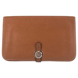 Hermès Hermes Dogon GM Taurillon Clemence Long Wallet Metallic Bronze