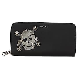 Prada-Prada Skull Nylon Leather Long Wallet-Black