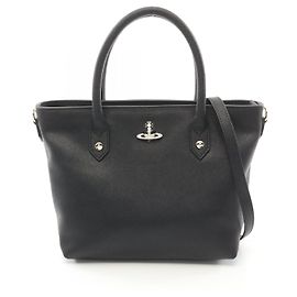 Vivienne Westwood Leder Tote Bag Schwarz