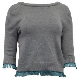 Chloé Pullover mit Boot-Ausschnitt aus grauer Kaschmirwolle Grau