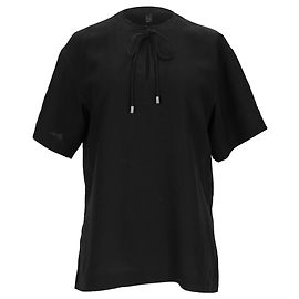 Totême Bluse mit Kordelzugdetail aus schwarzem Lyocell Schwarz