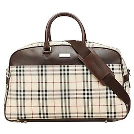 Burberry Nova Check Canvas Leather 2way Bag Brown Beige