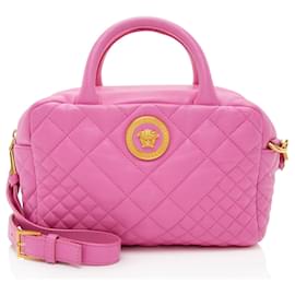 Versace Medusa Icon Stepp-Leder Bowlingtasche Pink