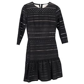 Vestido Mini de Renda Christian Dior em Lã Preta Preto