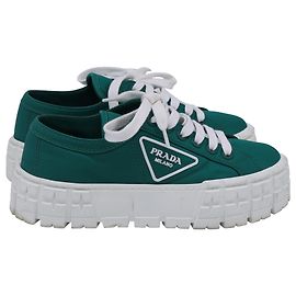 Baskets Basses à Double Roue Prada en Nylon Vert Vert