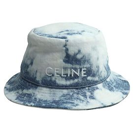 Céline Gorra de algodón de mezclilla con logo de Celine Blanco