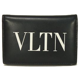 Valentino Garavani Valentino VLTN Logo Smooth Calf Leather Card Case Black