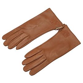 Luvas de couro e seda Anagram Loewe Marrom