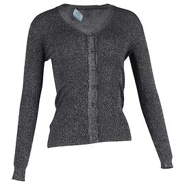 Prada Lamé V-Ausschnitt Cardigan aus grauer Wolle Grau
