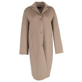 Joseph Caia Single-Breasted Coat in Brown Wool Brown Red