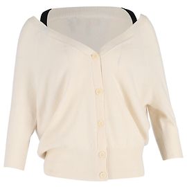 Pullover mit tiefem Ausschnitt aus cremefarbenem Kaschmir Theory Weiß Roh