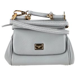 Dolce & Gabbana Micro Miss Sicily Handtasche aus grauem Leder Grau