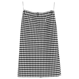 Balenciaga-Balenciaga Gingham Woven Midi Skirt in Black Polyester-Other,Python print