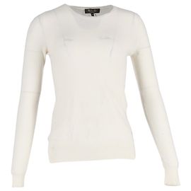 Pull en cachemire crème à col rond Loro Piana Blanc Écru