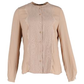 Beige Polyesterbluse mit Spitzenbesatz von Alexander McQueen Beige