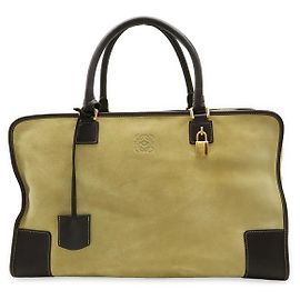 Sac à main en cuir suédé Loewe Amazona 44 Marron Beige