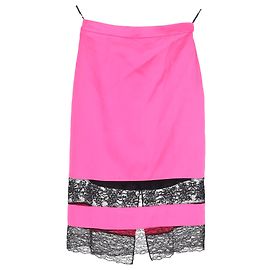 Saia de seda preta com renda da Givenchy, comprimento até o joelho Marrom Rosa