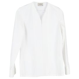 Lanvin V-Ausschnitt Bluse aus weißer Baumwolle Weiß