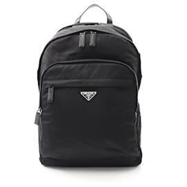 Prada-Prada TESSUTO Nylon Saffiano Leather Backpack-Black