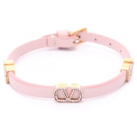 Valentino Garavani Pulseira de couro VLogo Signature da Valentino Rosa