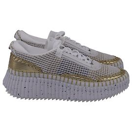Baskets Chloé Nama en polyester blanc et doré Blanc