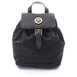 Versace Medusa Nylon Leather Backpack Black