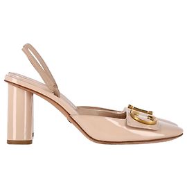 Sapatilhas Slingback C'est Dior em couro patente nude Marrom Carne
