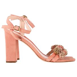 Sandales à talons ornées de franges Loeffler Randall en daim pêche Pêche