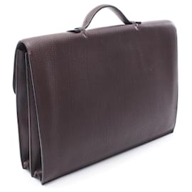 Hermès-Hermes Sac a Depeches Fjord Leather Business Bag-Brown