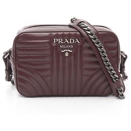 Sac à bandoulière en cuir Diagramme de Prada Marron