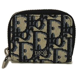 Christian Dior-Dior Zip Small Oblique Jacquard Coin Case-Brown,Beige