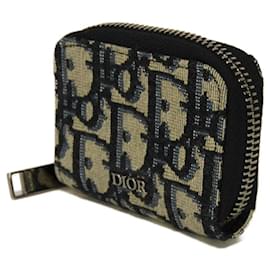 Christian Dior-Dior Zip Small Oblique Jacquard Coin Case-Brown,Beige
