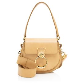 Chloé Bolsa Tess Small em couro de bezerro Chloe Marrom Bege