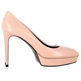 Escarpins à plateforme Saint Laurent en cuir rose nude Rose