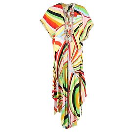 Abito Maxi Kaftan Stampato Emilio Pucci in Seta Multicolore Multicolore