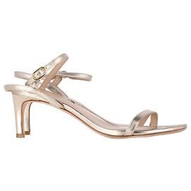 Stuart Weitzman ankle Strap Sandal Heels in Gold Leather Golden Metallic