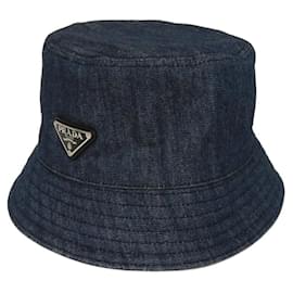 Prada-Prada 1HC137 AJ6 F0008 Denim Bucket Hat-Blue